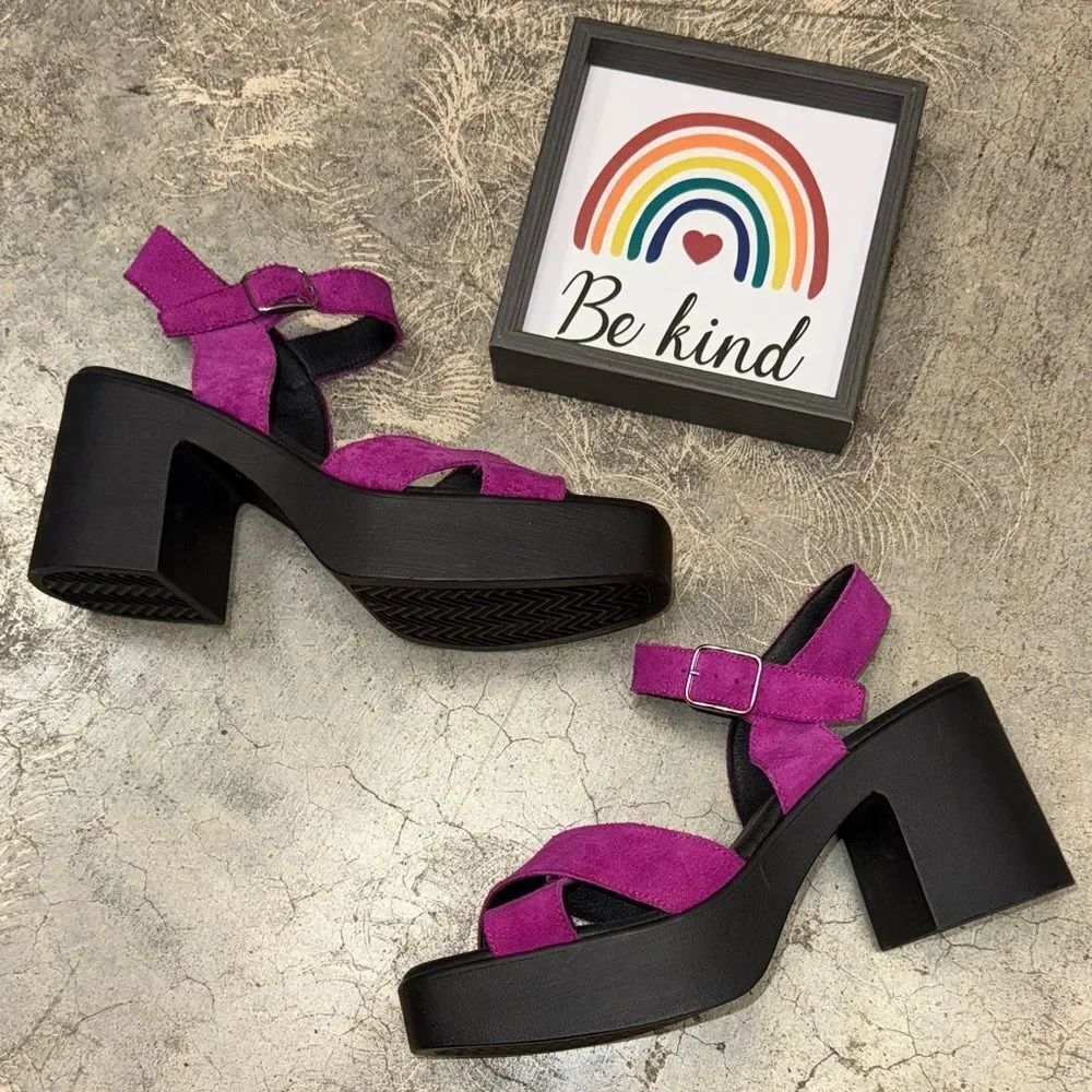 * Nordstrom Magenta and Black Platform Sandals